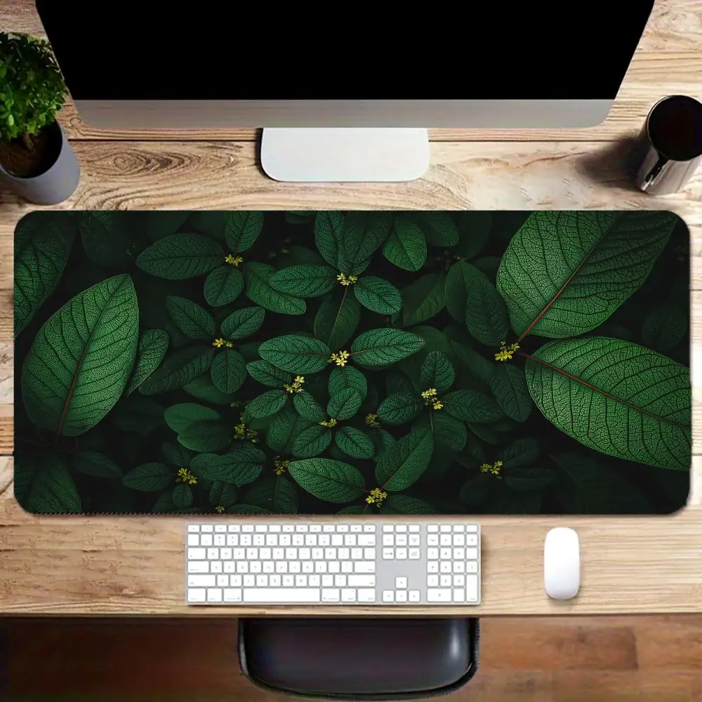 

Botanical Green Floral Mouse Pad Large Rubber Base Anti-slip PC Desk Accessories Mousepad for Offices & Gamer Keyboard Decor Mat
