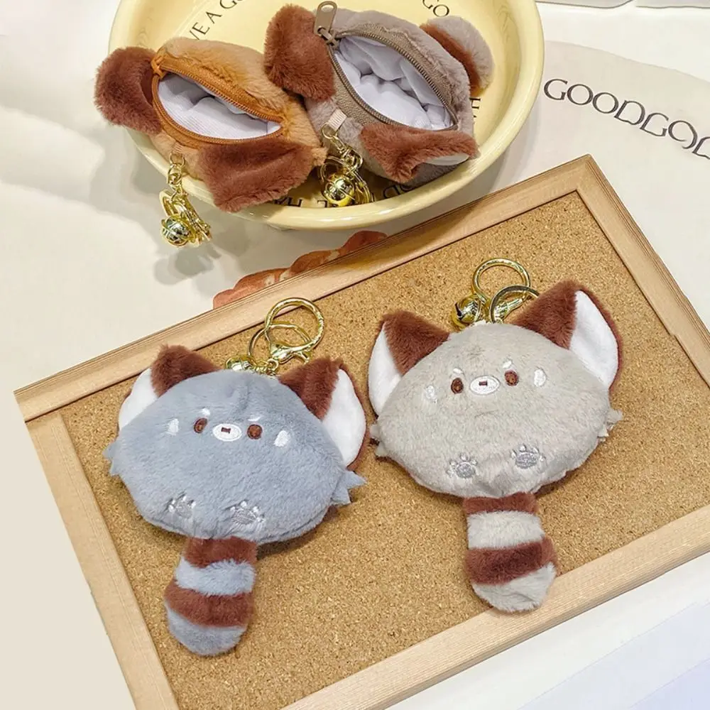 Squeak Red Panda Coin Purse Wallet Chirping Zipper Lesser Panda Plush Purse Bag Money Bag Earphone Bag Red Panda Keychain