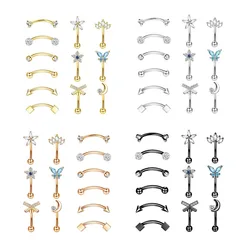 1/11Pcs 16G Eyebrow Rings for Women, Curved Barbell Belly Lip Rings Cartilage Daith Earring Tragus Helix Rook Piercing Jewelry