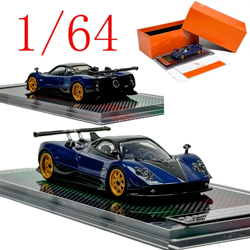 

U2 литой под давлением масштаб 1/64 Pagani, модель автомобиля из смолы Pagani Zonda Tricolore, синий карбон, игровые транспортные средства, игрушки для мальчиков, подарок, оригинальная коробка