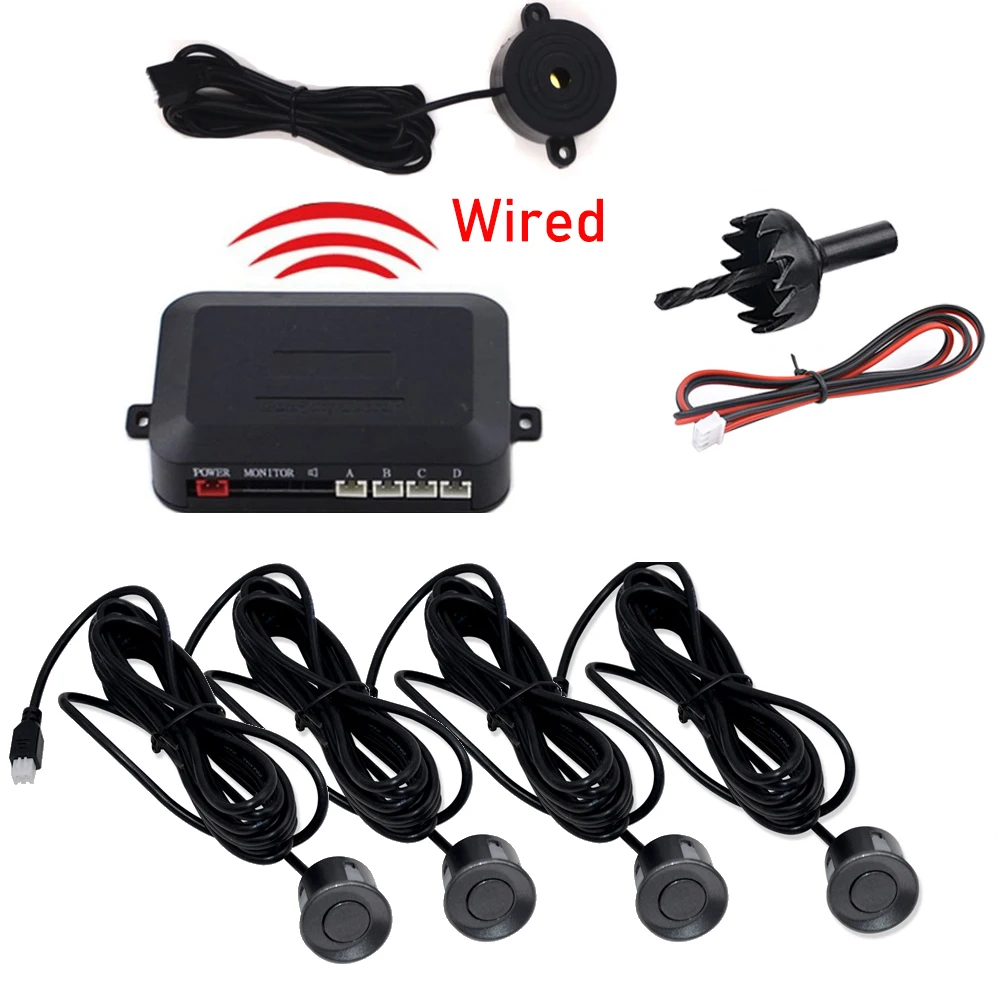 Universal 4 Sensoren Summer 22mm Auto Parkplatz Sensor Kit Reverse Backup Radar Sound Alarm Anzeige Sonde System 12V für Ford BMW – Detail 9