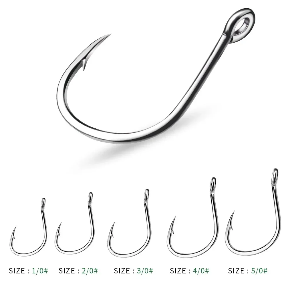 Ring Eye Fishhooks Fishing Hook Silver Barbed Circle Hooks Fly Fishing Sharp Hooks Carbon Steel Tackle Accessories Worm Hooks