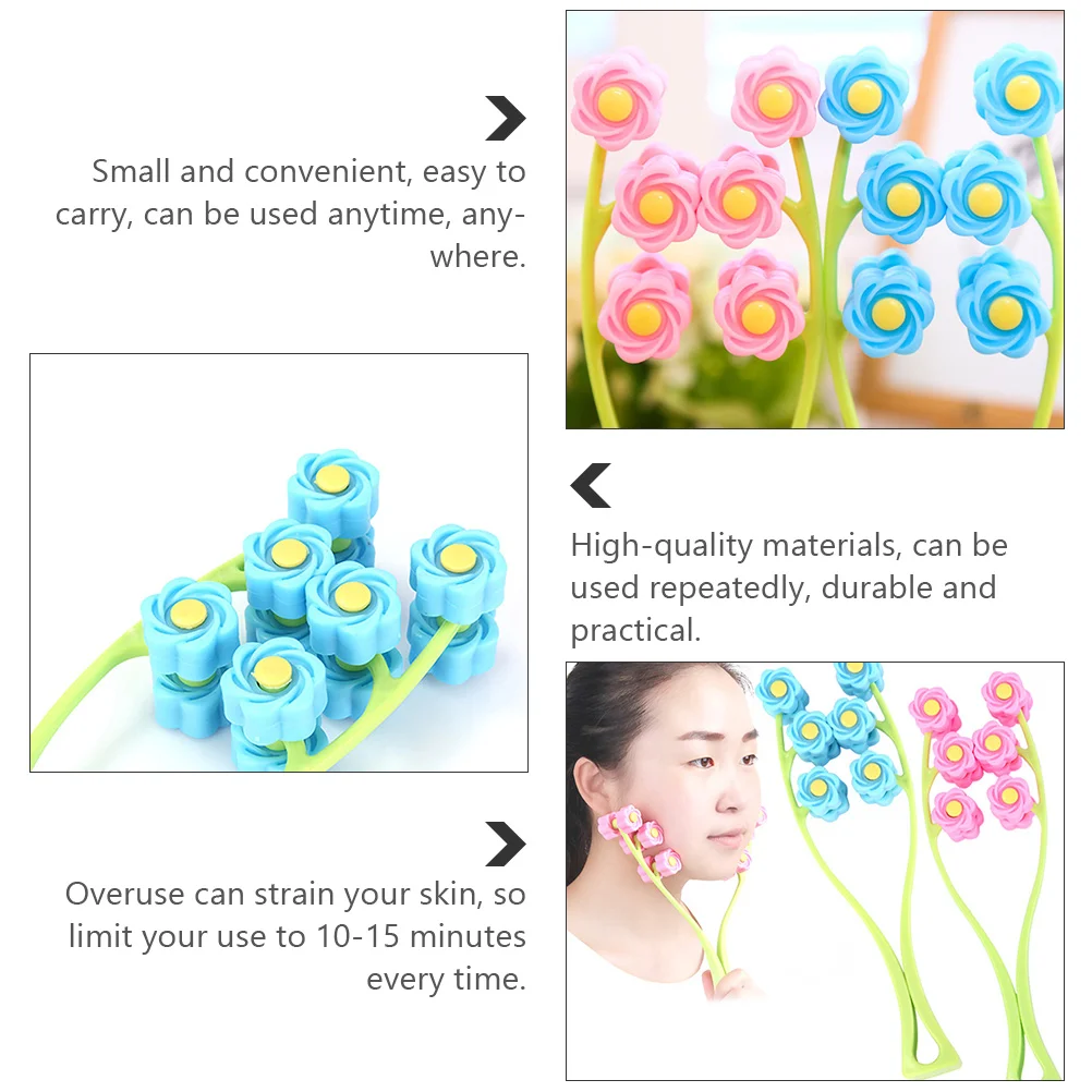 

2pcs Facial Massager PP Material Anti Aging Portable Face Tool Chin Roller Blue For Home Use Face Massage Roller Skincare Tool