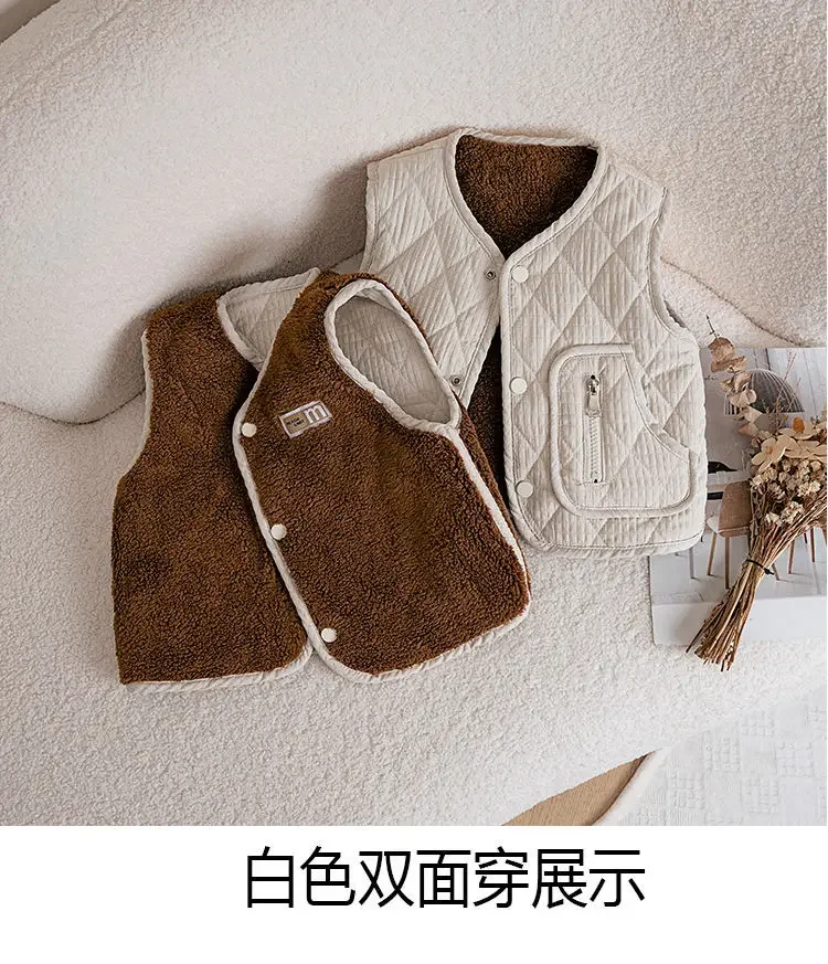 Neue Herbst-Winter-Fleece-Strickjacke Weste für Jungen Mädchen Baby Warme Weste Leichte Kinder Ärmellose Jacke Lässige Innenweste für Kinder – Detail 10