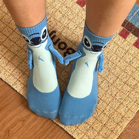 Disney Stitch Magnet Hand In Hand Sock Cartoon Fun Fashion Soft Comfortable Creative Adults children Christmas stocking toy gift