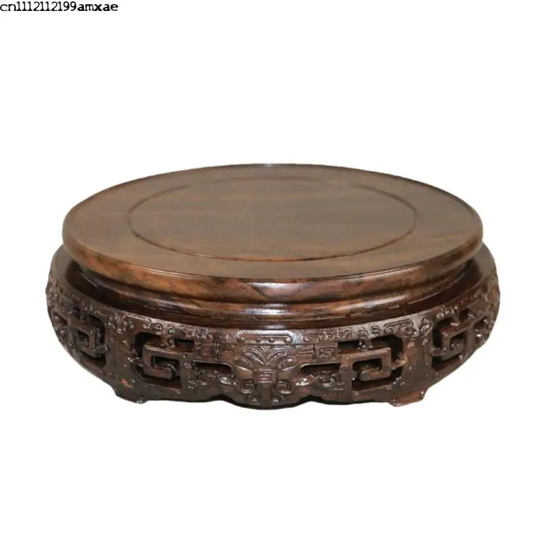 Premium Ebony Flower Pot Tray Vase Holder Plant Base Bonsai Wooden Rack Home Garden Decorations Coffee Tea Sets Pedestal