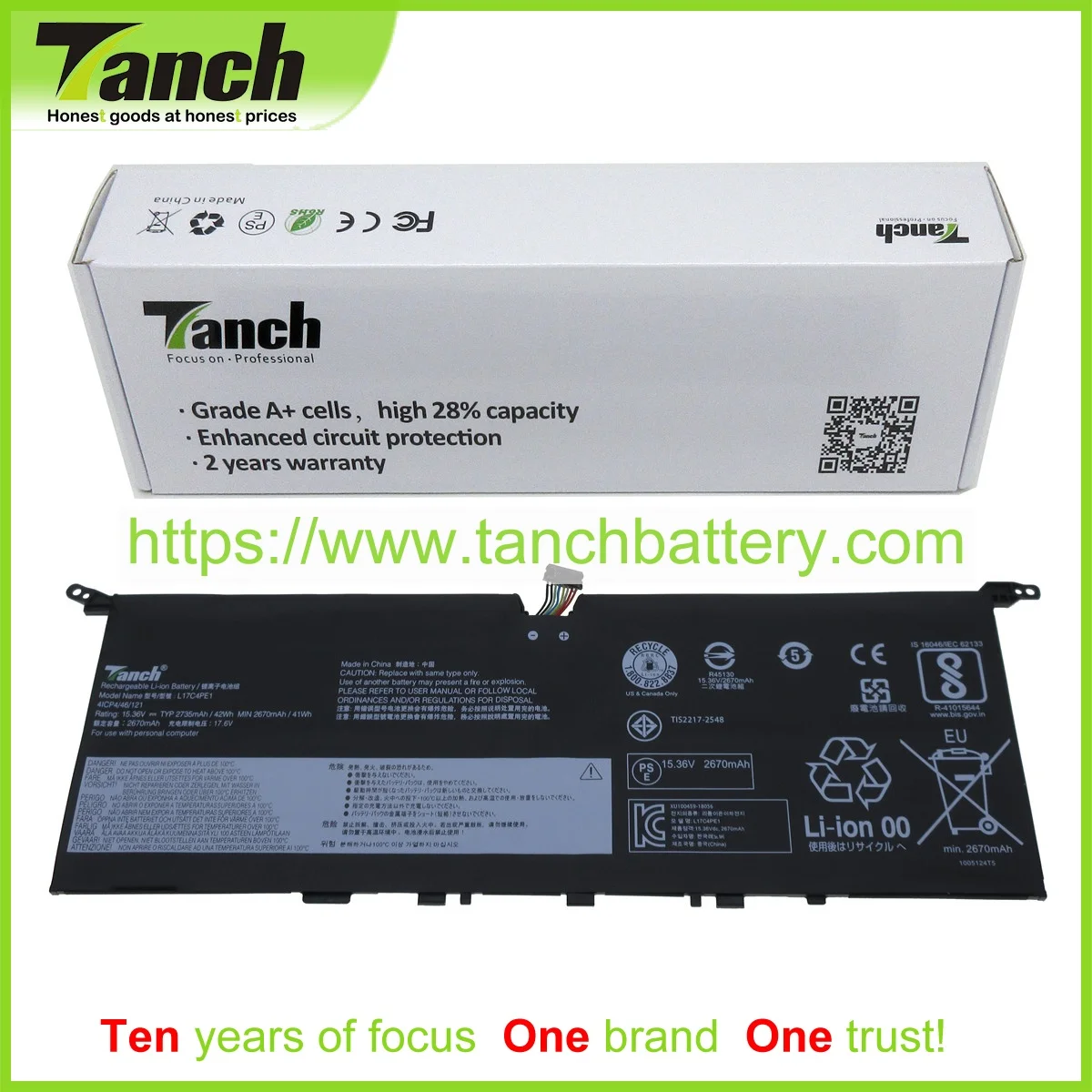 

Tanch Laptop Batteries for LENOVO L17C4PE1 928QA232H 5B10W67274 Yoga S730 -13IML -13 81U4001TAU -13IWL 15.36V 4 Celll