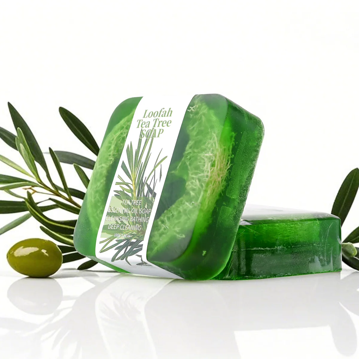 S + 100g árbol de té barra de jabón Natural baño blanqueamiento exfoliante blanqueamiento de la piel jabón de lufa hecho a mano