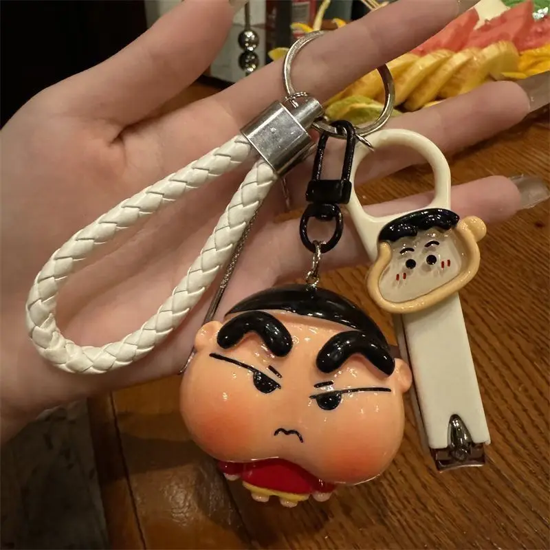 Crayon Shin-chan Schlüsselanhänger, Nagelknipser, Schlüsselring, Niedlicher und Langlebiger Ohrstöpsel, Zierliches Mädchen-Anhänger-Set