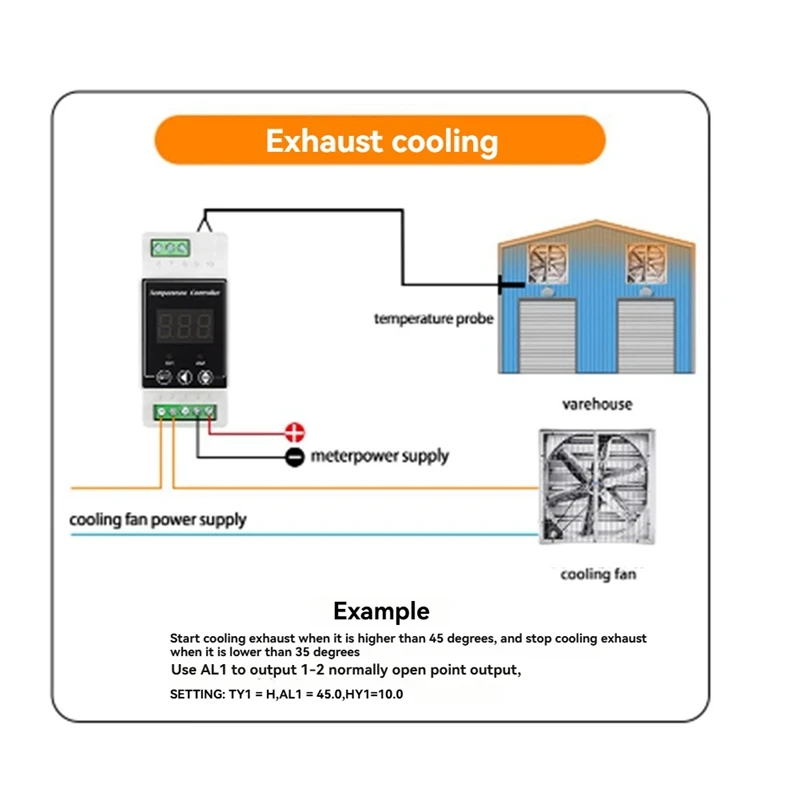 ABBN LED Rail Thermostat DC8-24V 2-Way Relay Din Rail Mounted Controller For Heating And Cooling Screw Probe
