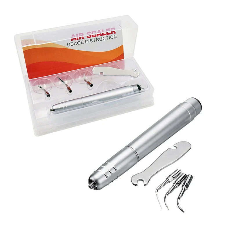 Dental Ultrasonic Air Scaler Handpiece with 3 Tips High Frequency Pneumatic Scaler 2/4 Hole Super Sonic Scaling Polishing Tools