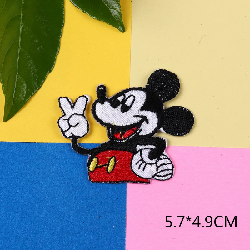 Disney Mickey Minnie Mouse Embroidered Patches on Clothes for Children Stickers Cartoon DIY Sewing Pant Bag Clothing Kawaii Gift