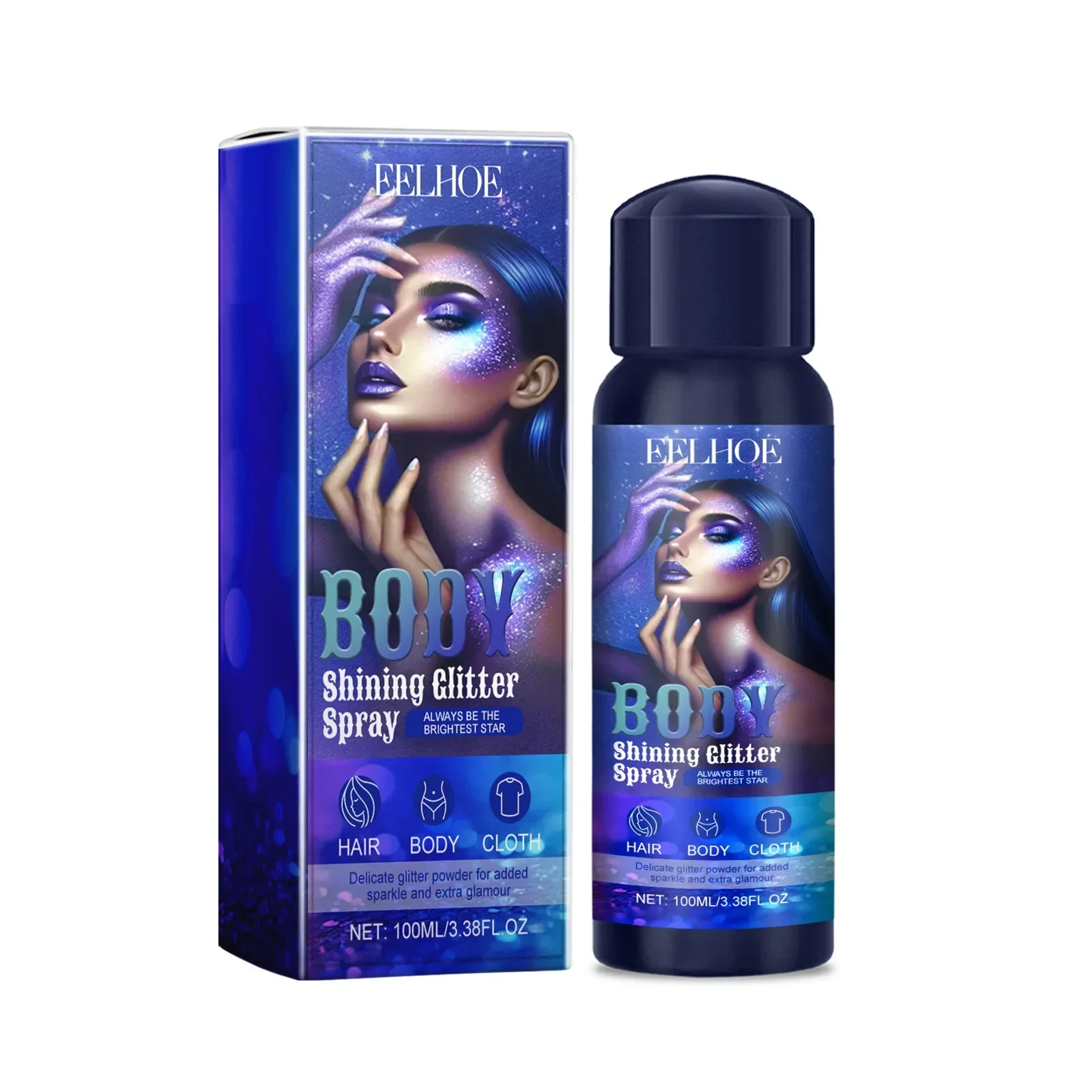 

Long-lasting Natural Body Glitter Spray with High Gloss Shine and Highlighter for Stage Makeup and Night Parties Makeup Festival