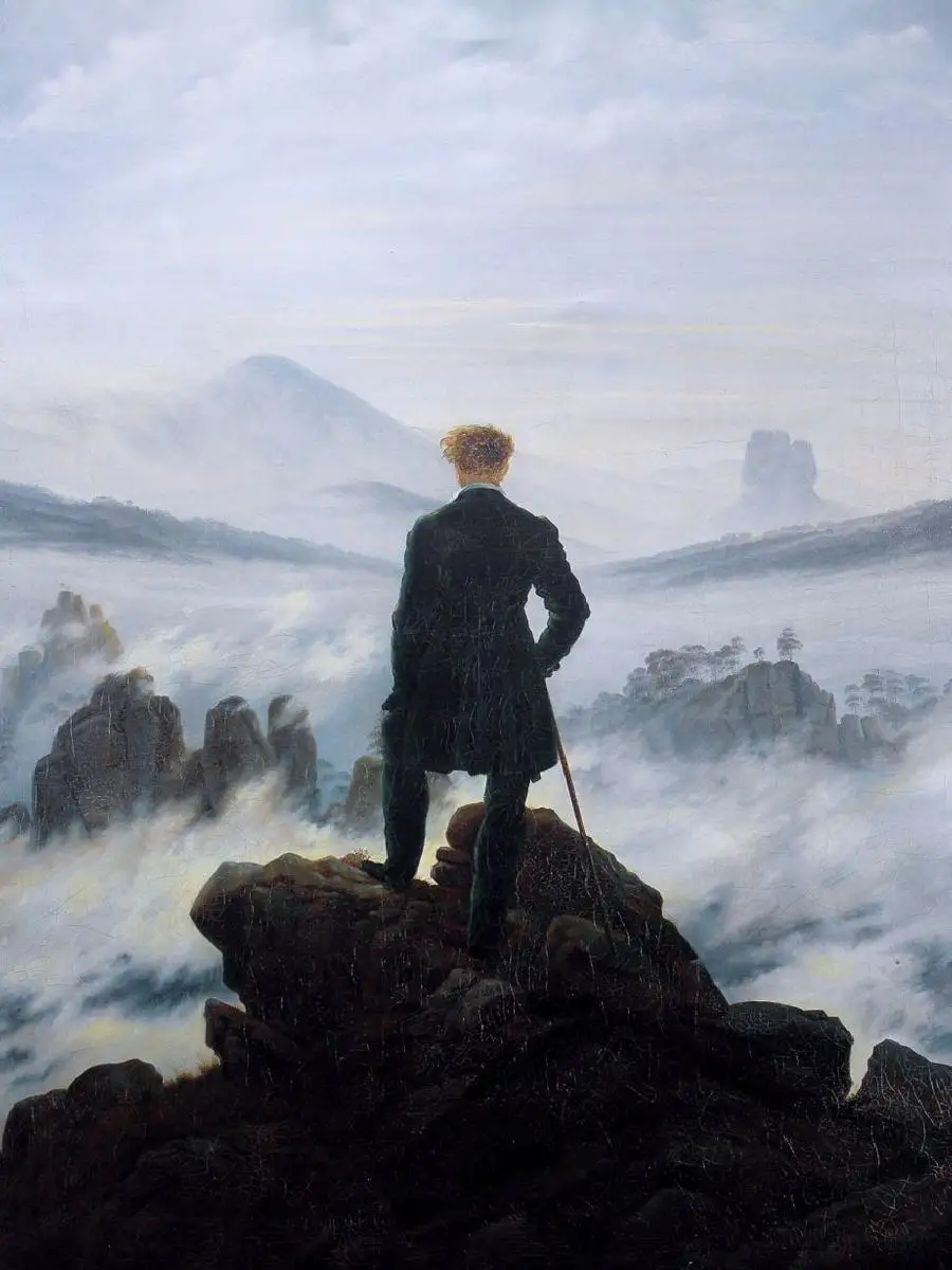 Wanderer Above Sea of Fog Poster  Classic Painting Print for Interior Design Home Wall 
