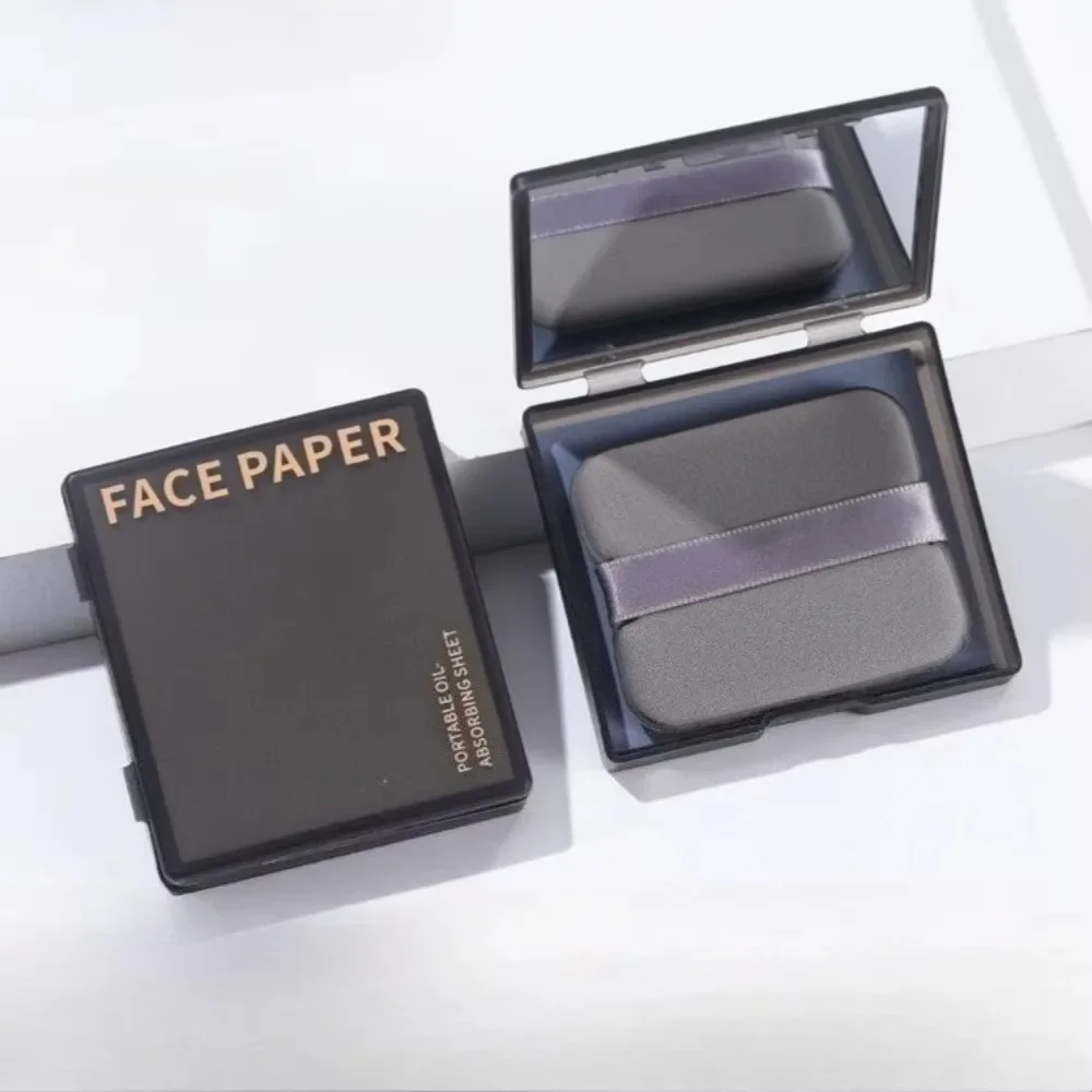 100 Stück Bambus-Löschpapiere mit Spiegel und Make-up-Puff, erfrischende tragbare Geräte, Ölkontroll-Werkzeug-Set, Gesichtsöl-Absorbierende Blätter, Pflege