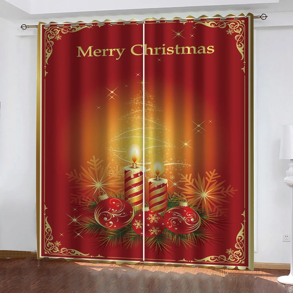 

Customized size Luxury Blackout 3D Window Curtains red christmas curtains 3d stereoscopic curtains