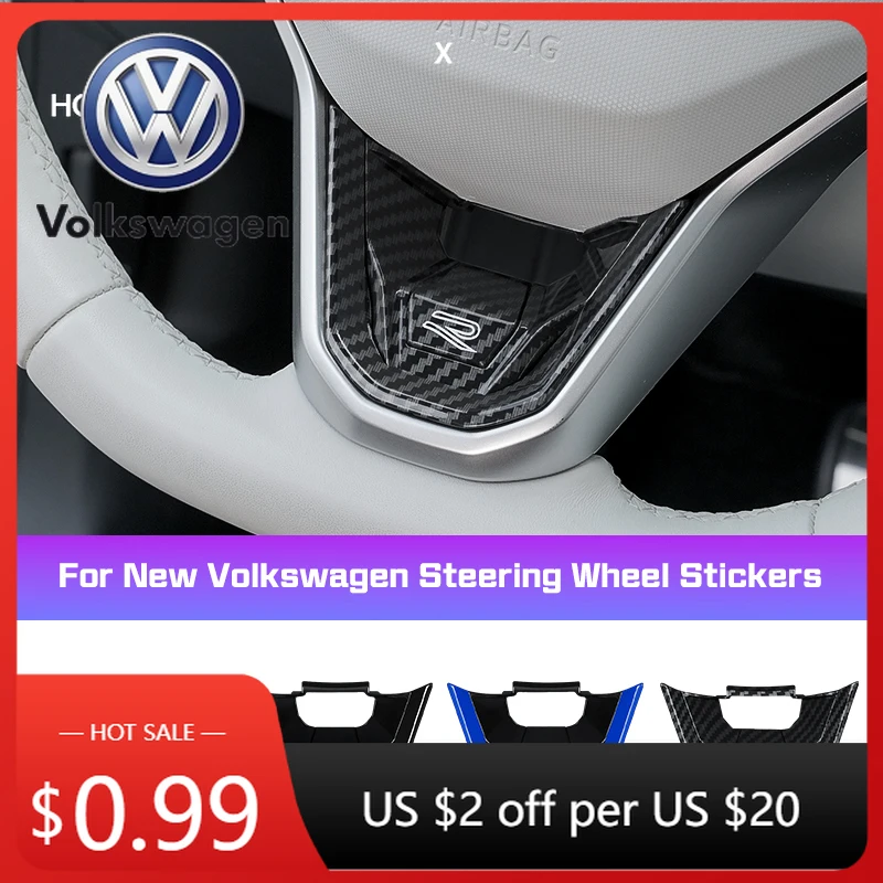 

2026 Hot VOLKSWAGEN New R R-Line Logo Car Steering Wheel Decoration Cover Accessories For VW Polo Golf MK4 Passat Tiguan Arteon