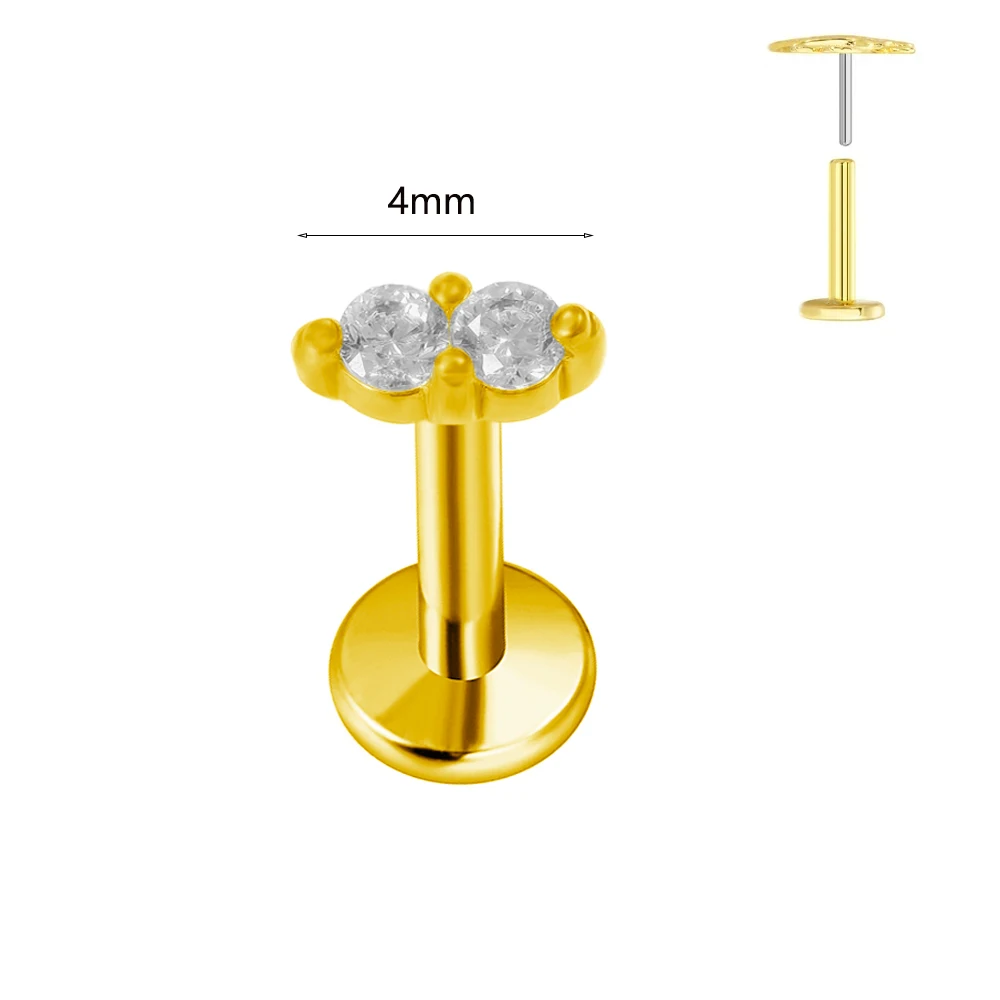 ASTM F136 G23 Titan Labret Piercing Seestern Ohrring Ohrstecker Bienenblatt Push In CZ Threadless Knorpel 16/18/20G Körperschmuck – Detail 4