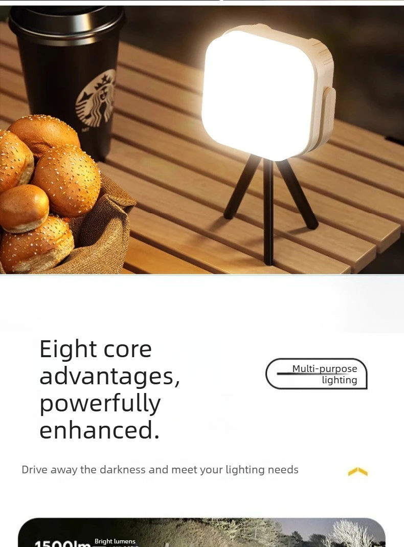 3000LM Superhelle LED-Campinglaterne, Typ-C Schnellladung, Lange Akkulaufzeit 8-180H, Tragbare Außenleuchte mit Haken – Detail 3