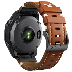 Correa de cuero genuino de 22 y 26mm para Garmin Fenix 6X Pro/6X/5X/7X, banda de ajuste rápido para Fenix 5/6/7/Instinct/Tactix, pulsera de reloj