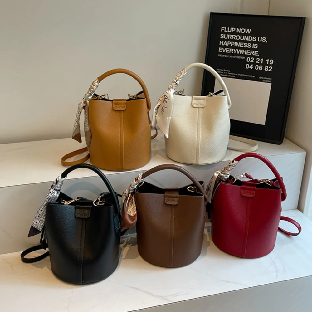 

Fashion Women Crossbody Bags Retro Color Small Bag Shoulder bag Women's Luxury Brand Design Bucket handbag Ladies PU Leather