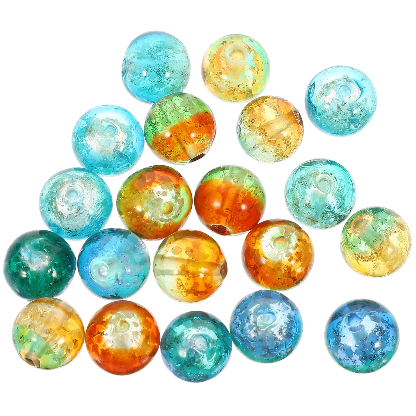 

20pcs Glass Diy Craft Bracelet Necklace Making Beads Night Light Loose Spacer Beads For Jewelry Handmade Mobile Chain Hair Clips
