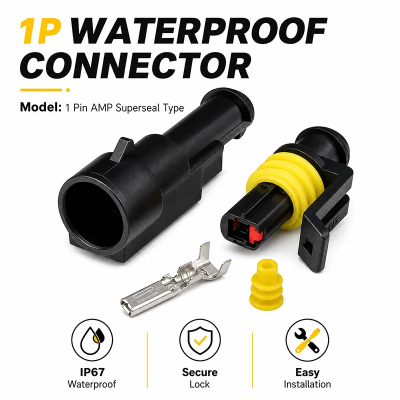 1-Way Waterproof Connector DJ7011-1.5-11/21 Automotive Wire Plug Kit 1 Pin Sealed Electrical Terminal for Auto Marine