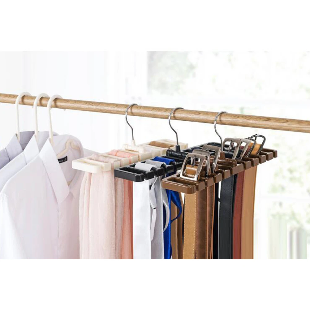 

Belt Hanging Rack Scarves Tie Hanger Storage Rack Abs Iron Space Saving Closet Organizer Narrow Beige