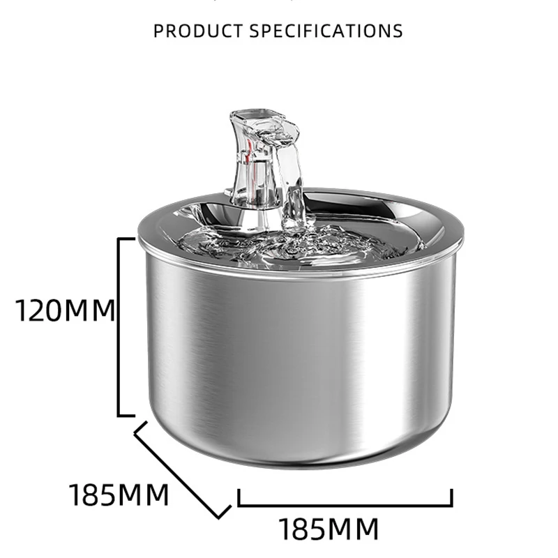 Stainless Steel Cat Fountain With Buoy Faucet Ultra Quiet Pump Pet Water Fountain Visible Water Level Automatic Dog Cat Fountain