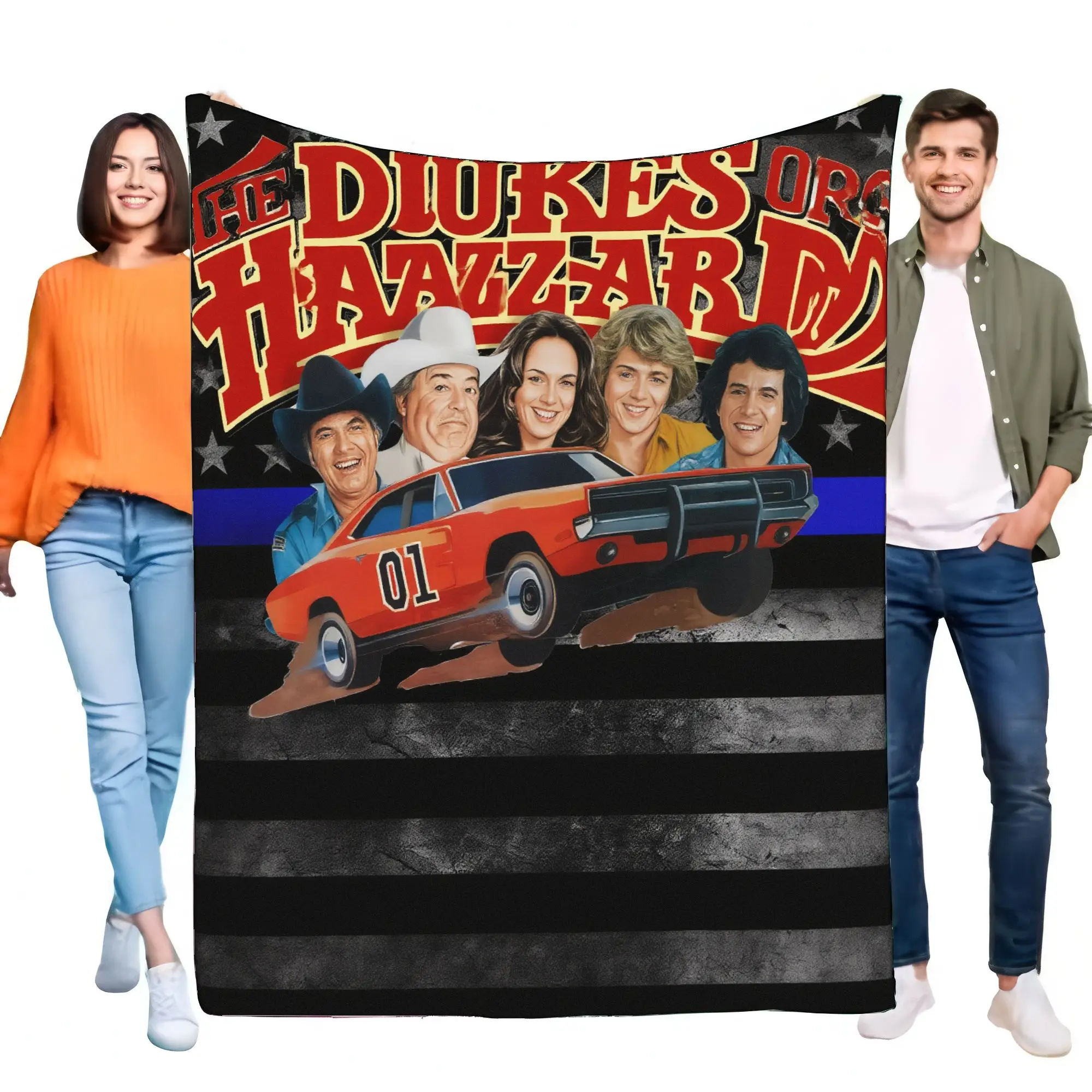 دوقات هازارد بطانية مريحة لينة الصوف رمي أنيق خفيف الوزن غطاء أريكة تتحول لسرير خمر ريترو هدية لمحبي التلفزيون الكلاسيكي Ser #1