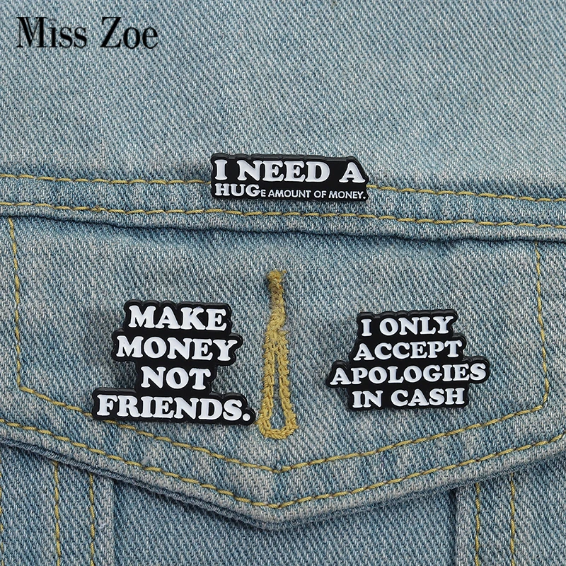 Emaille-Anstecknadeln „I NEED A HUG“, individuell gestaltet, ohne Geld, keine Freunde, Broschen, Anstecknadeln, Kleidung, lustiger Schmuck, Geschenk für Freunde