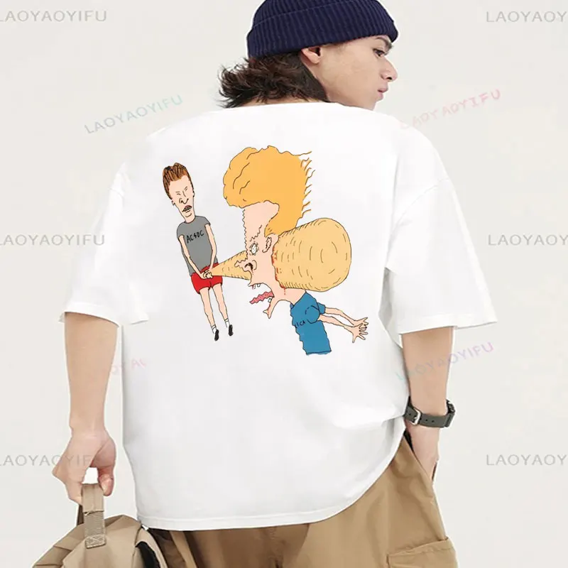 

Винтажная хлопковая футболка Beavis and Butt-head, новые модные женские топы унисекс, летние топы с короткими рукавами1996, анимированный мультяшный юмор, стиль