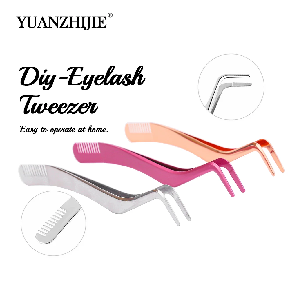 

Multi-colored Not Rust Not Deformation Premium Stainless Material DIY Segmented Eyelashes Tweezers for Beauty Makeup at Home