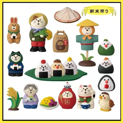 일본 ZAKKA 수확 시즌 미니어처 장면 장식, 패션 놀이 선물, 허수아비 고양이 장난감, DIY 송진 공예, 작은 장식