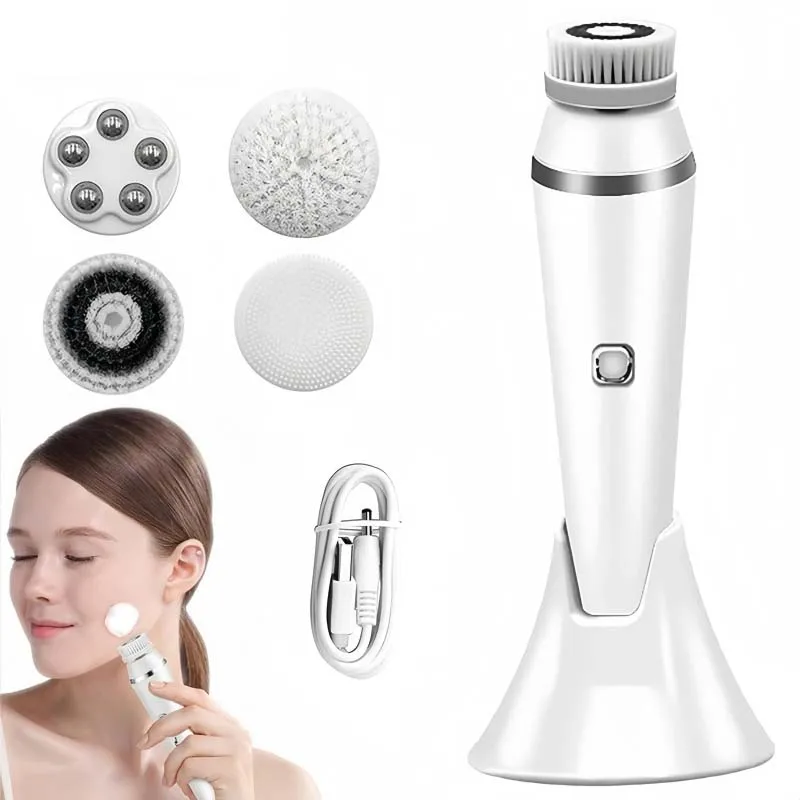 Escova de Limpeza Facial Elétrica Portátil de Silicone para Lavagem e Massagem, Escova de Limpeza Facial Vibratória Sônica
