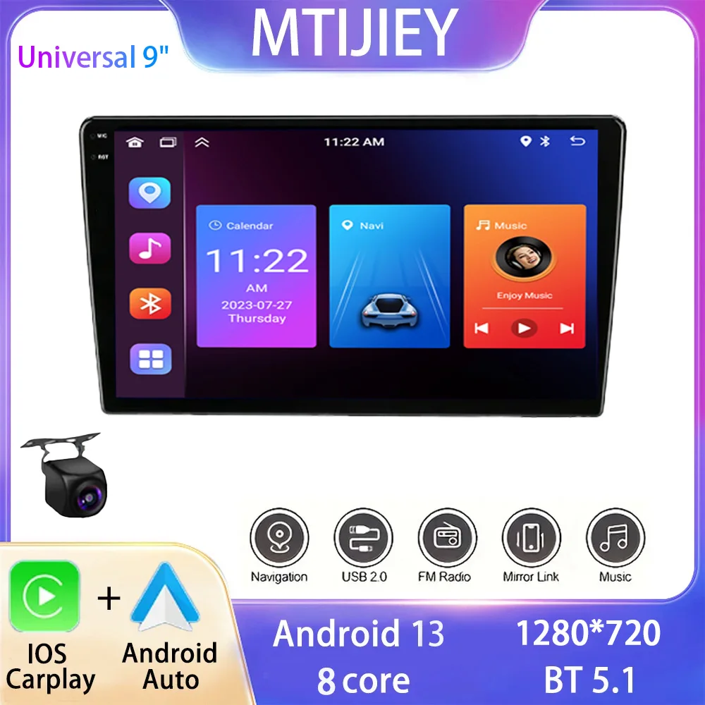 

Car Radio 2 Din Android 13 Auto Carplay Universal 9" Multimedia Player for Nissan Honda Toyota Lada Volkswagen Hyundai