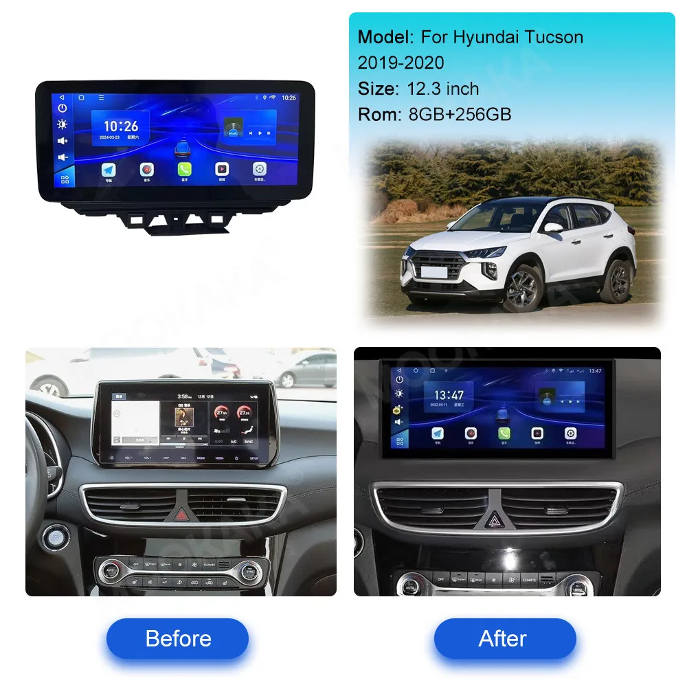 12.3 Inch Android 13 Car Radio For Hyundai Tucson 2019-2020 Automotive Multimedia Player Stereo DSP Video GPS Navigation Carplay