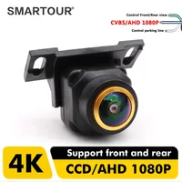 AHD 1080P lente dorada 4K cámara de visión trasera de coche visión nocturna Universal cámara de marcha atrás de estacionamiento impermeable 180 gran angular HD