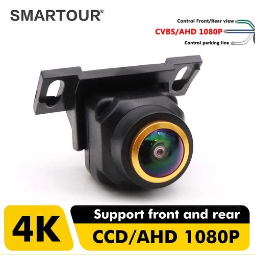 Imagen 1 del producto AHD 1080P lente dorada 4K cámara de visión trasera de coche visión nocturna Universal cámara de marcha atrás de estacionamiento impermeable 180 gran angular HD
