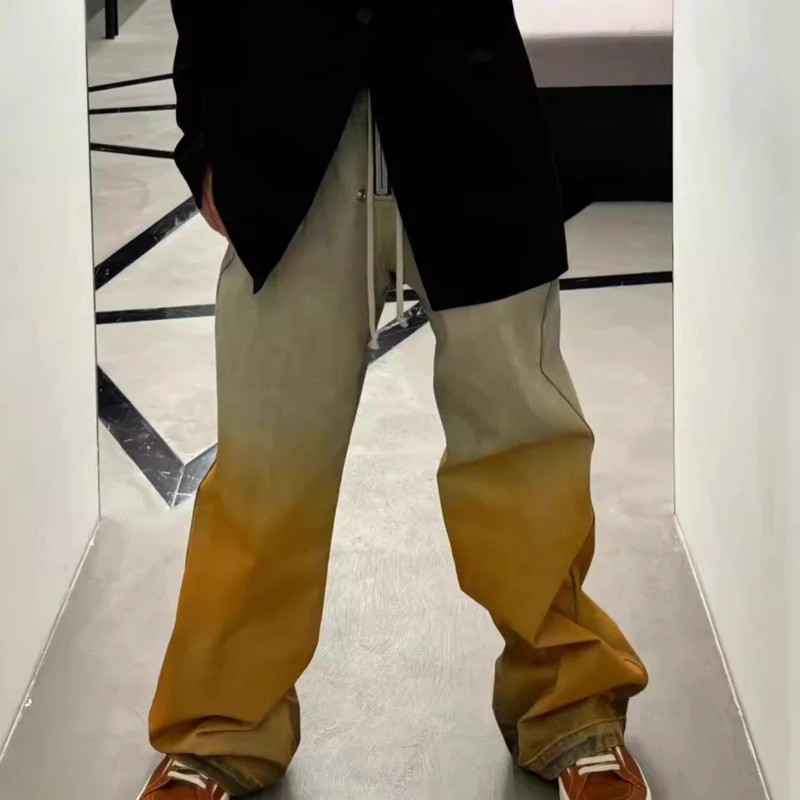 

High Street Men's Jeans Drawstring Pants for Man Fashion Men Trousers Owens Full Length Techwear Men's Clothing