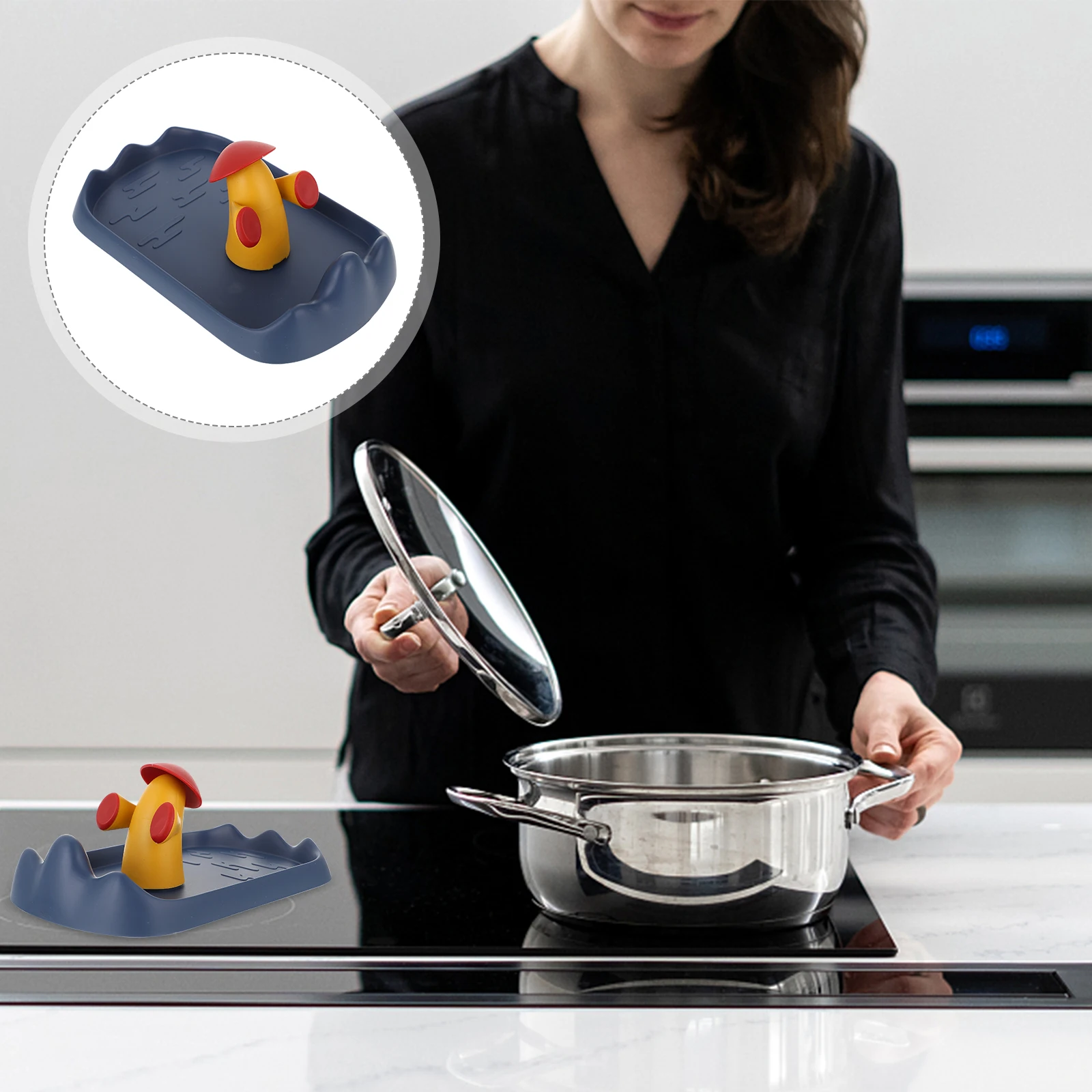 

1pc Pot Lid Rack Kitchen Organizer Storage Holder Pp Material Vertical Design Blue For Home Hotel Restaurant Use