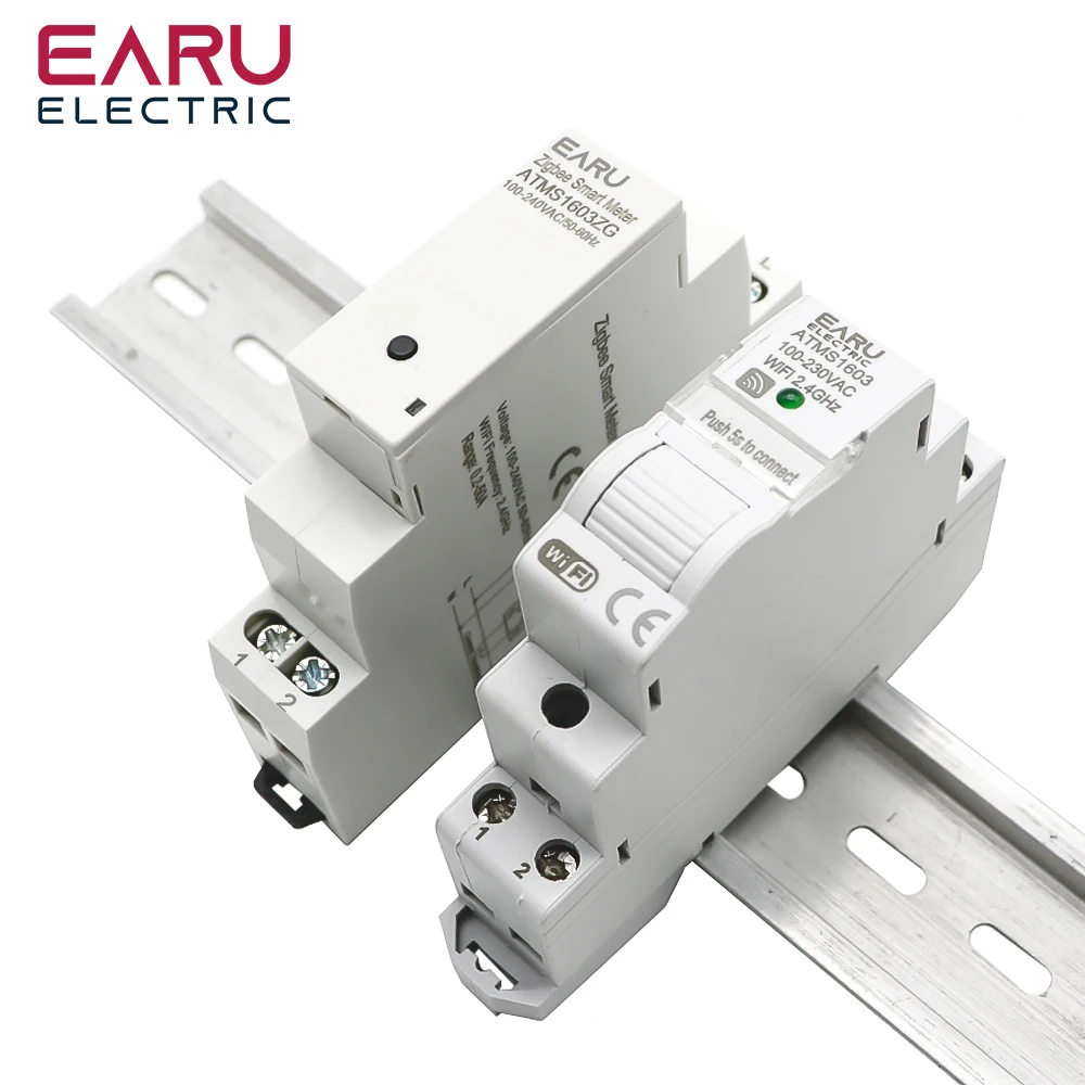 Tuya Smart WiFi Zigbee Electricity KWH Meter Din Rail Single Phase AC 110V 240V 50A 63A CT AC Meter App Real Time Monitor Power