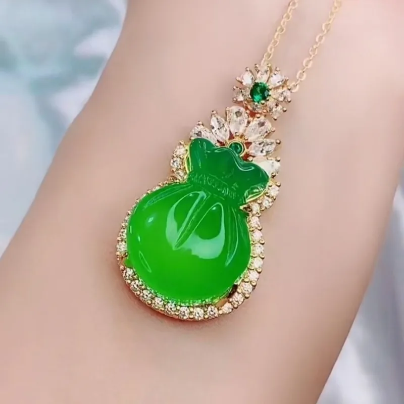 Agate Chalcedony Money Bag Jade Pendant Generation Rich Lucky Bag Jewelry