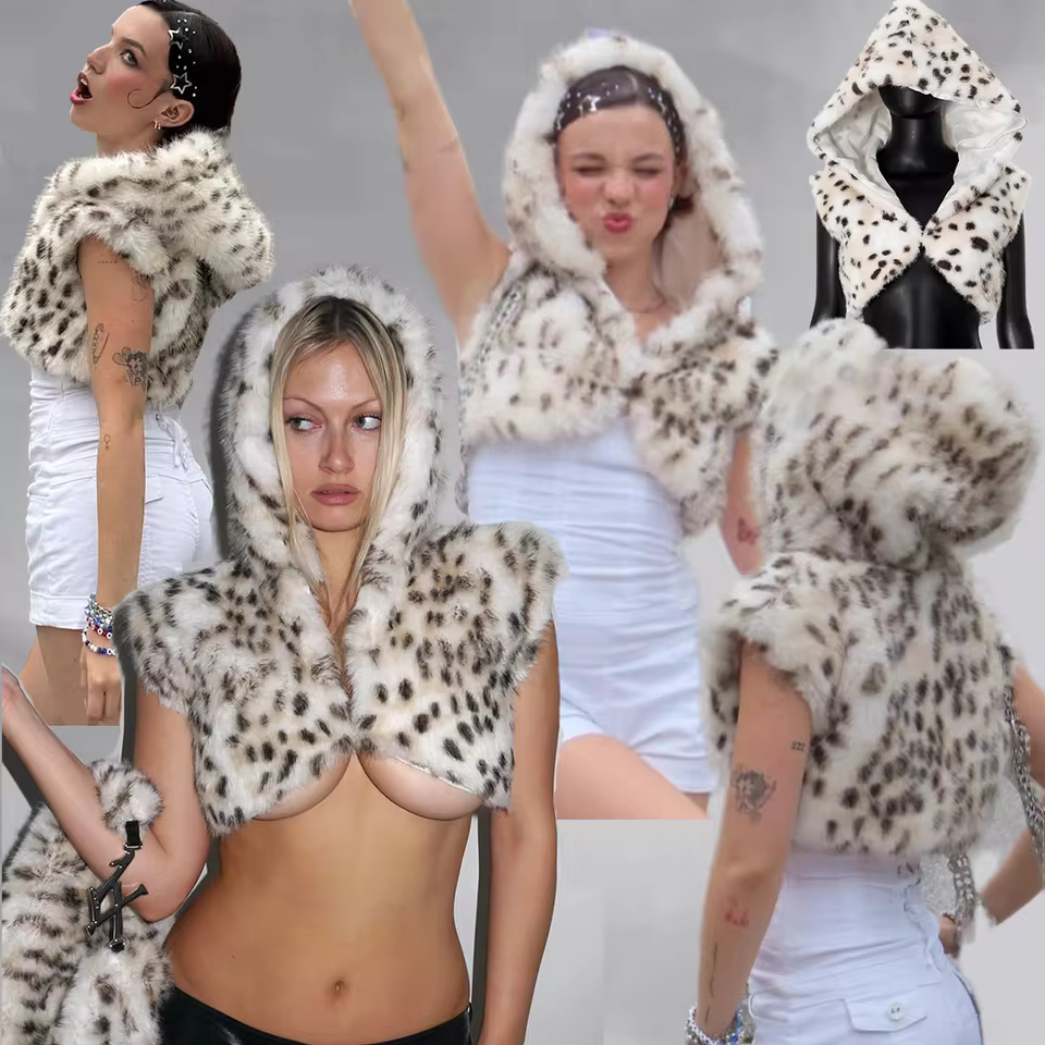 Chapeaux à capuche en fausse fourrure pour femmes et hommes, imprimé léopard, anneau chaud, écharpe, cagoule, chapeau pour filles, manteau tendance, écharpe, débardeur court, casquettes - AliExpress