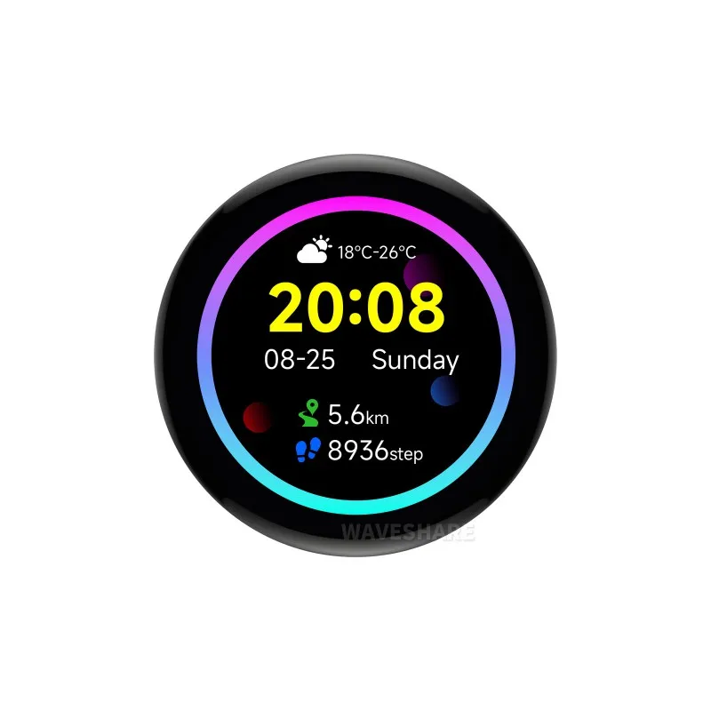 ESP32-S3 1.43inch AMOLED Display Development Board, 466×466, QSPI Interface Round Display, Accelerometer And Gyroscope Sensor