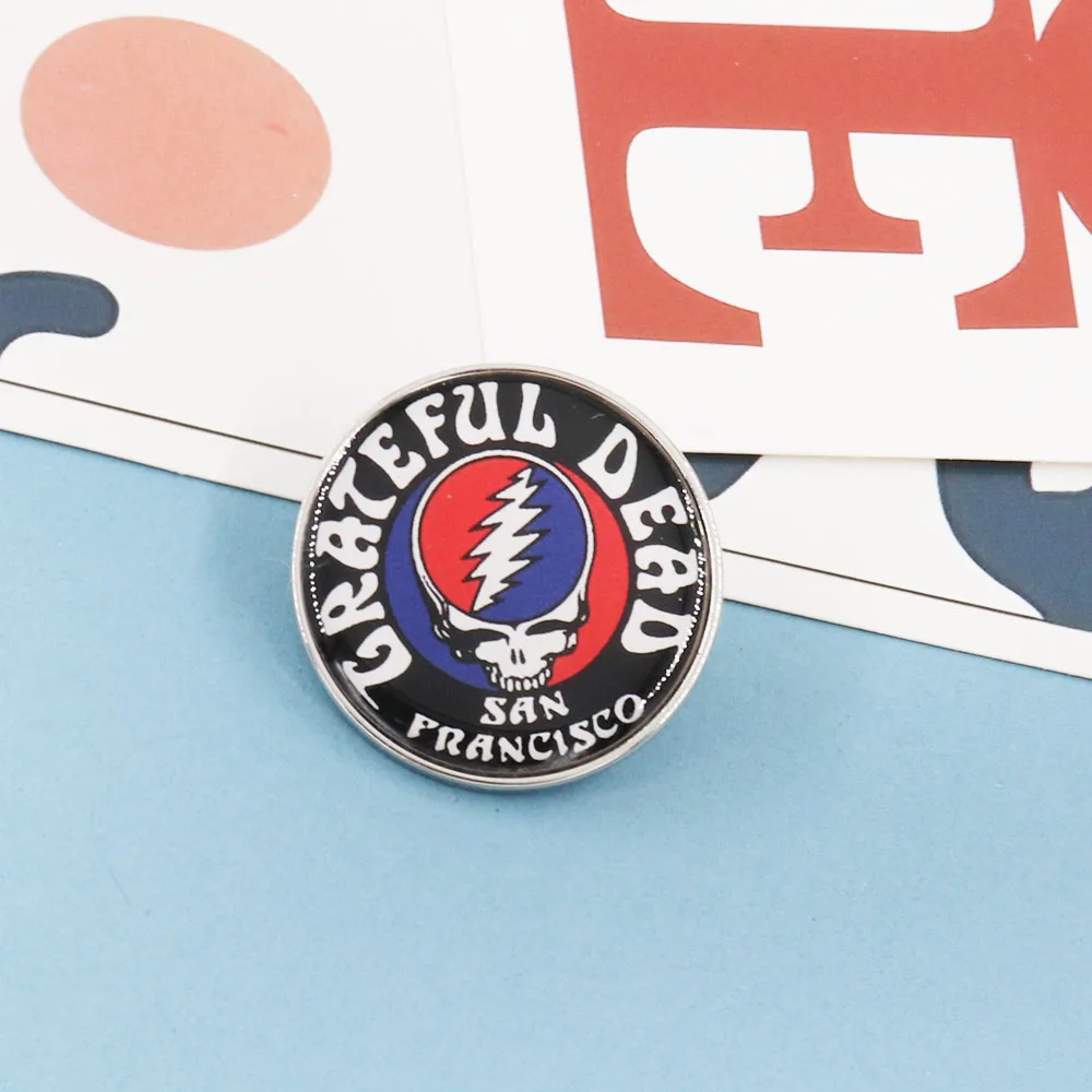 Grateful Dead Badge Steal Your Face san francisco Band Emblem Pinback Round Logo country music Metal Lapel Pin