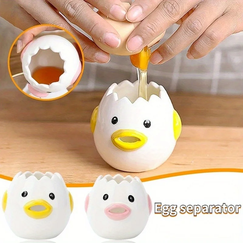 1Pc Cute Ceramic Chicken Egg Separator Practical Kitchen Gadget Dining Cooking Tool