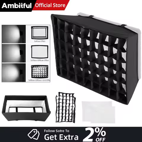 AMBITFUL LED Video Soft Light Diffuser Honeycomb Grid Softbox for Godox LEDP260C LED Video Light (Softbox Only)