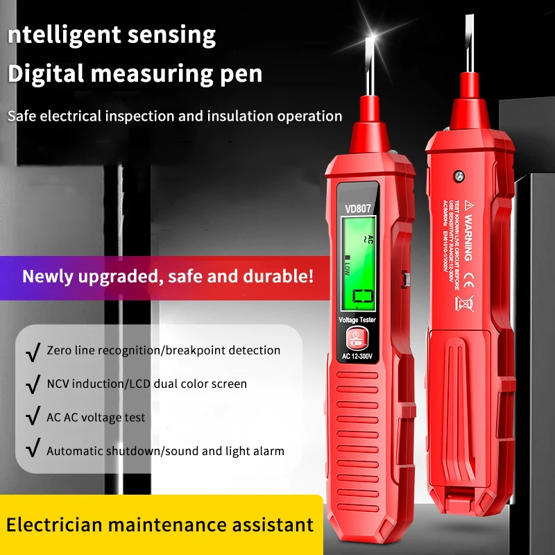 Pen Type Digital Multimeter Counts Voltage Tester 50/60Hz Intelligent Current Meter AC 12-300V Non-Contact Wire Detector