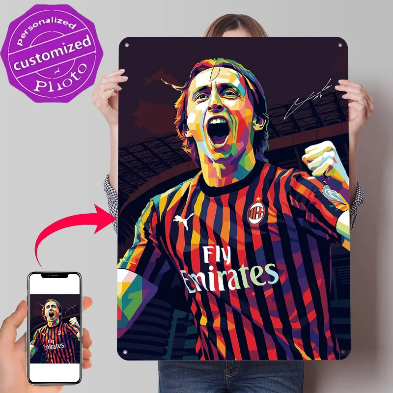 Luca Modric Pop Art Celebration 3D Texture Printed Poster Custom Vintage Metal Tin Plate Sign for Wall Art Interior Accessories